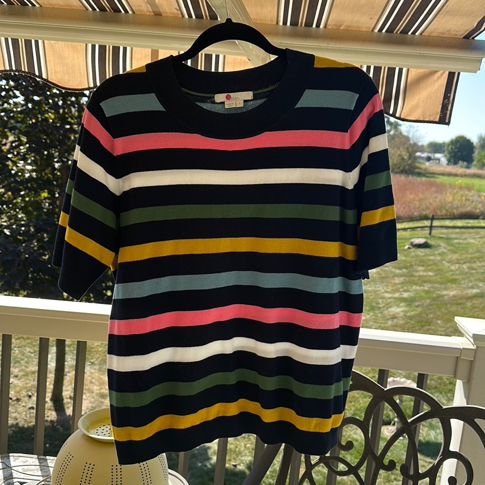 Boden dark blue short sleeve top. Size Large
